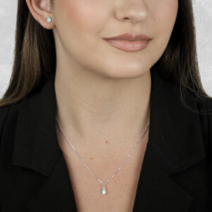 Conjunto de Gota Azul em Zircônia Prata 925